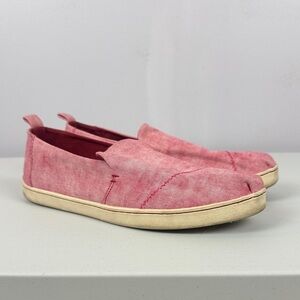 Toms Pink Canvas Slip-On Loafers Size 9.5